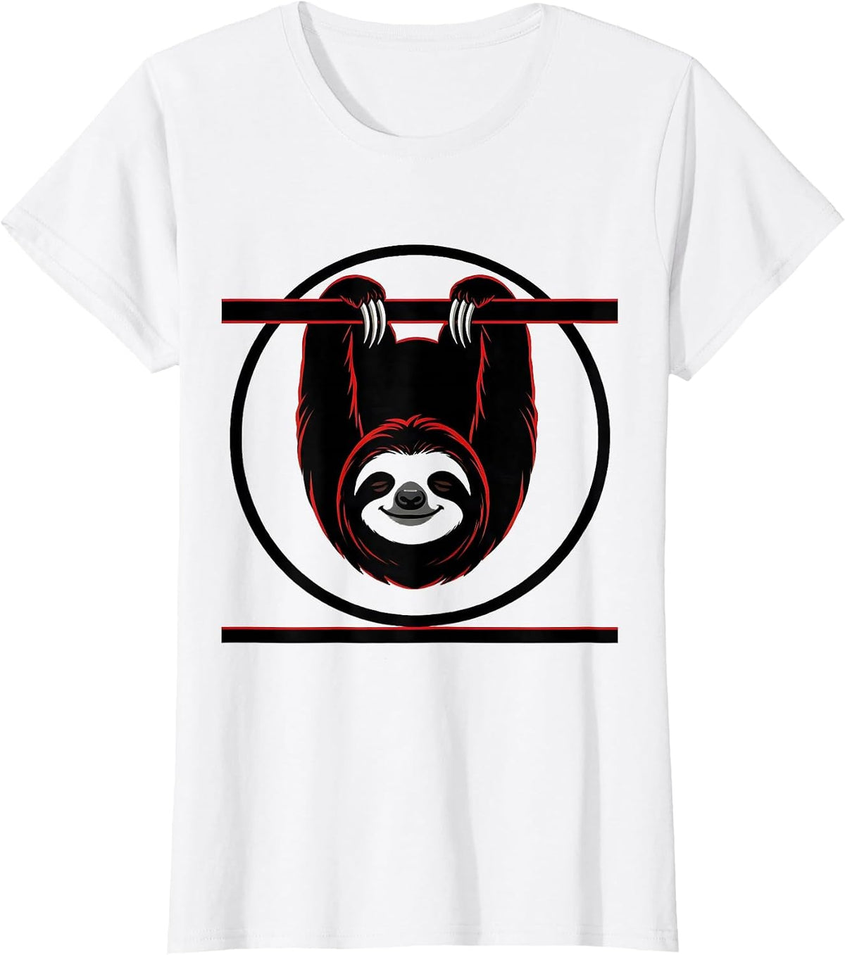 Women's Smug Sloth Sarcastic Upside Down Branch Art T-Shirt - White