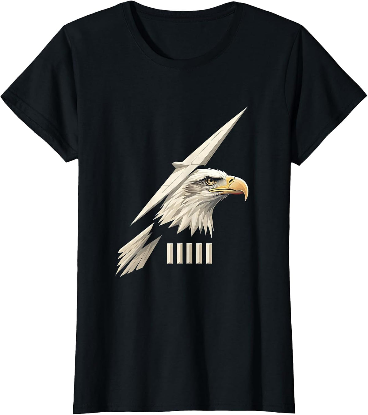 Bald Eagle Head Minimalist Patriotic Fan T-Shirt - Black