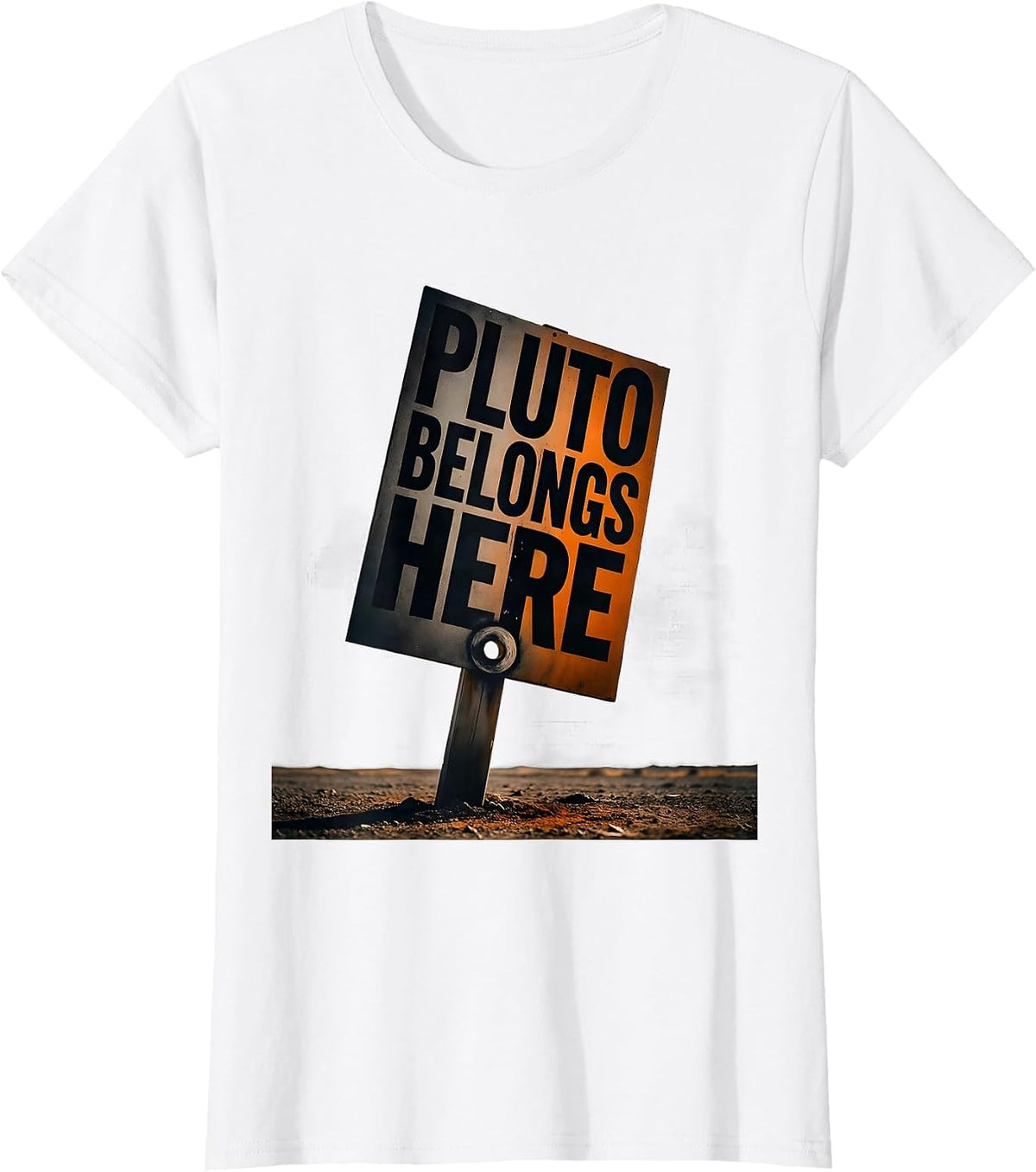 Pluto Belongs Here Funny Solar System Pluto Planet Humor T-Shirt - White