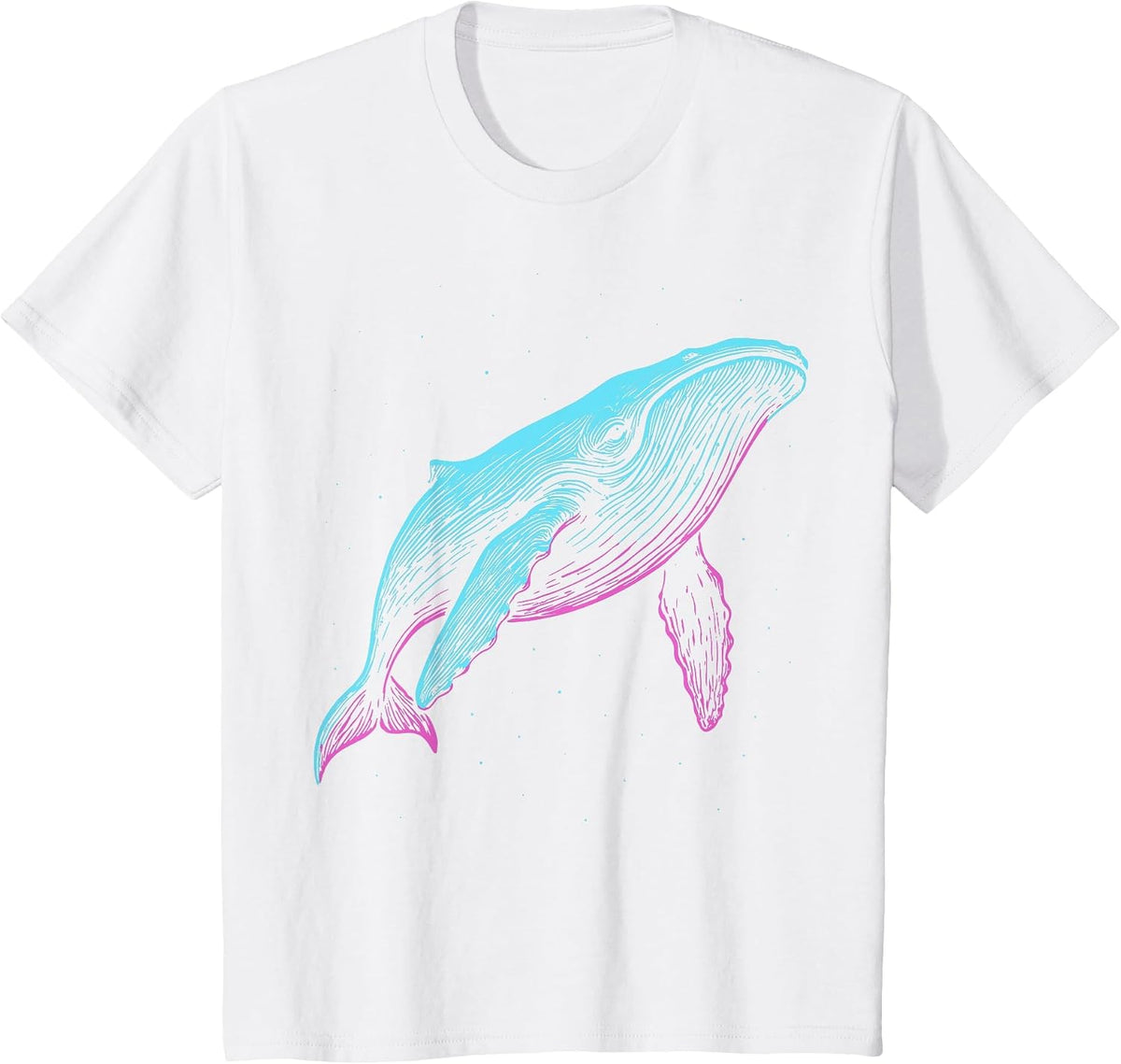 Blue Whale Illustration Colorful T-Shirt - White