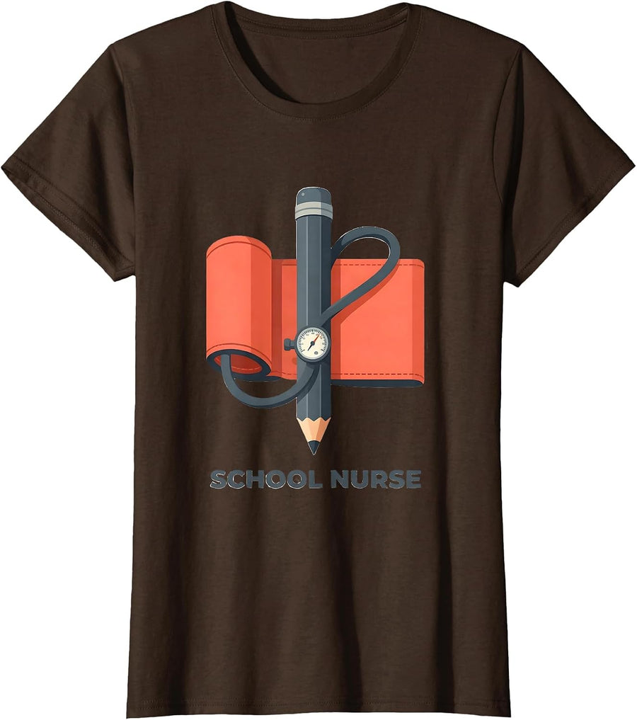 Women's School Nurse Funny Nurse Humor Healthcare Professional T-Shirt - Brown