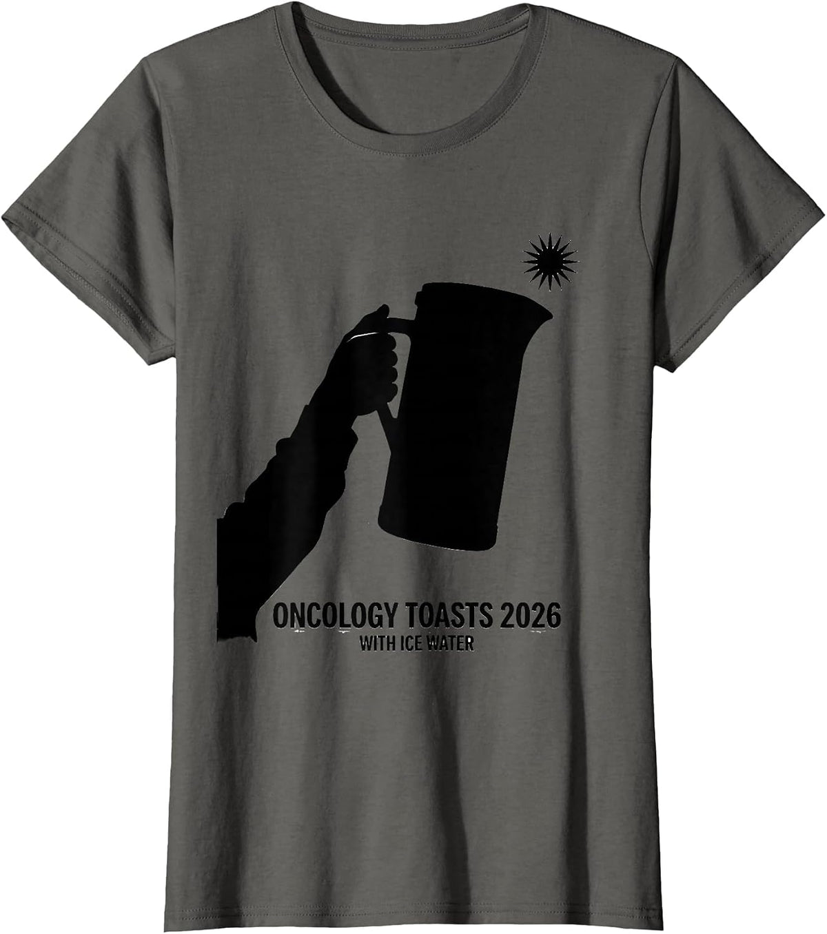 Women's Oncology Toasts 2026 With Ice Water Festive Nurse New Year T-Shirt - Asphalt Grey