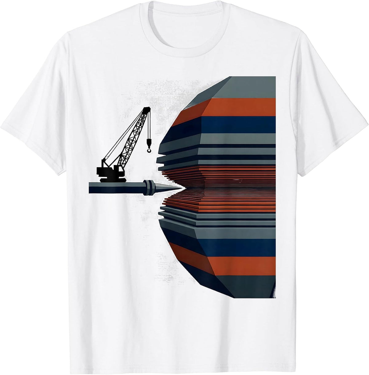 Men's Drill Derrick Geometric American Flag Patriotic Pride T-Shirt - White