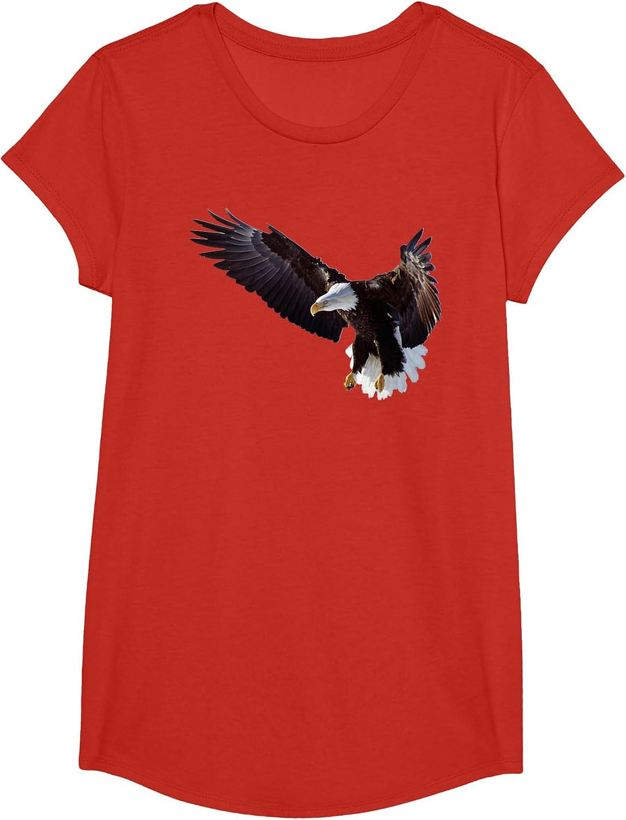 Lovely American Bald Eagle in Flight Photo Portrait T-Shirt - Girls Red