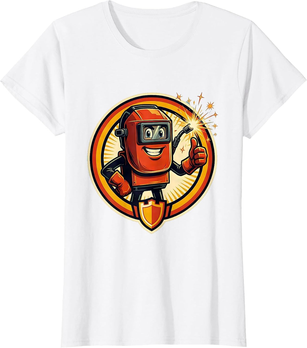 Welder Sparks Flying Illustration T-Shirt - White