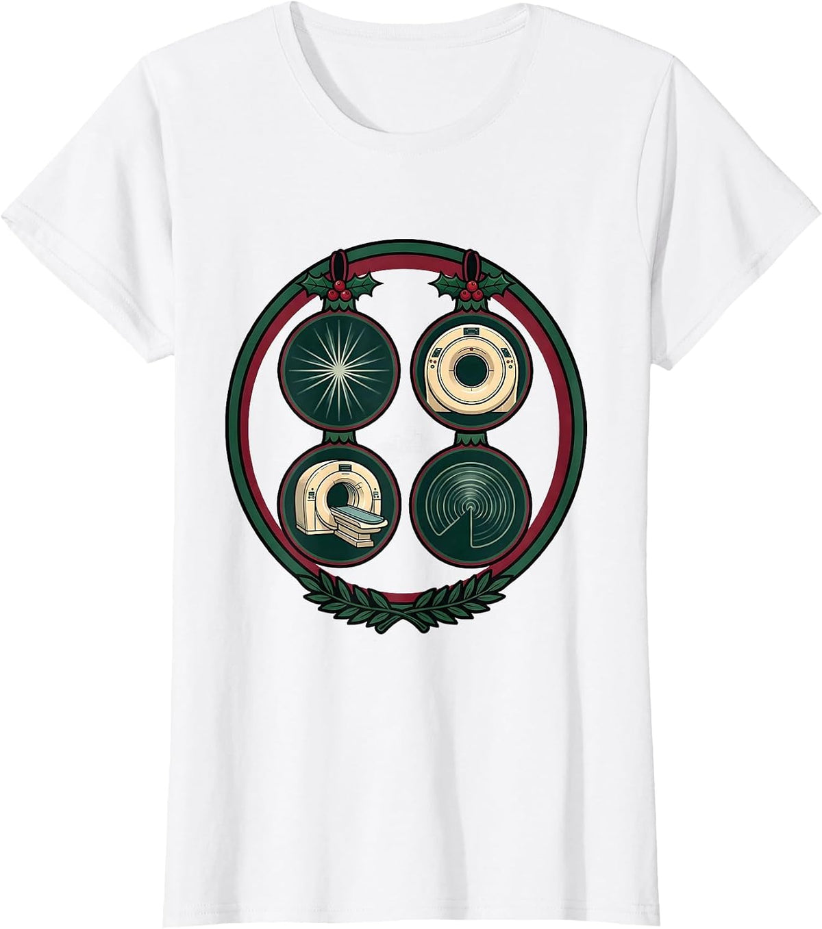 Women's Radiology Tech Christmas Badge Crest Xray Tech Humor T-Shirt - White