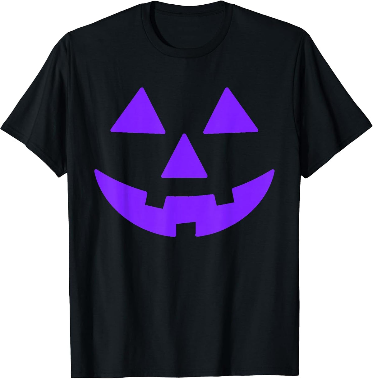 Jack O Lantern Scary Carved Pumpkin Face Halloween Purple T-Shirt - Black