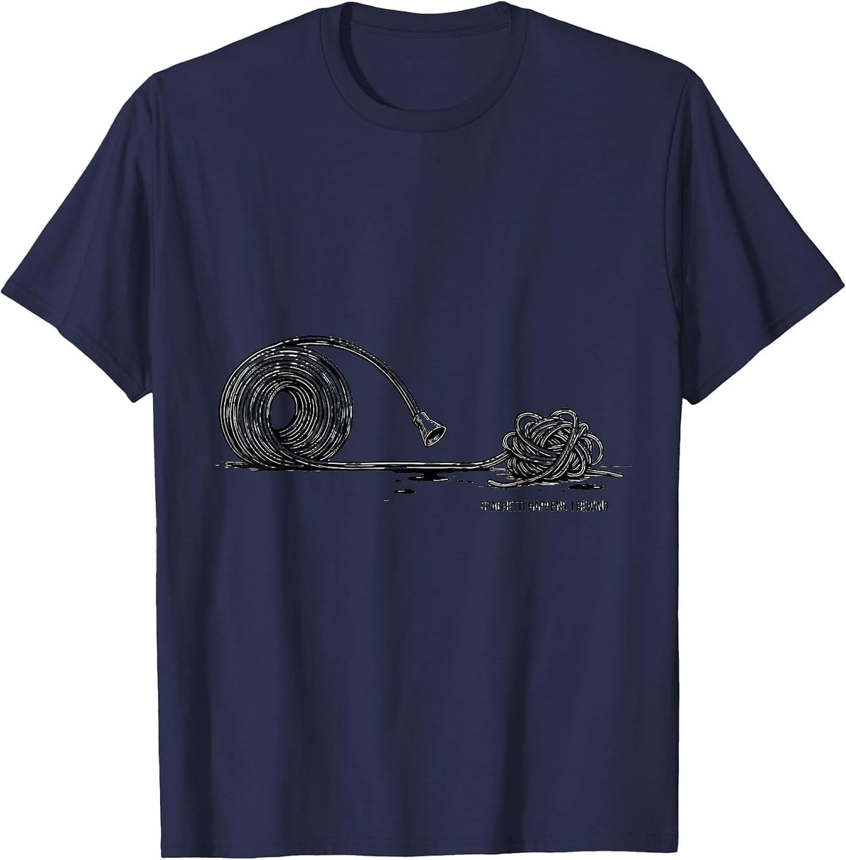 Men's Spaghetti Happens I Rewind Funny 3D Printing Geek Humor T-Shirt - Navy Blue