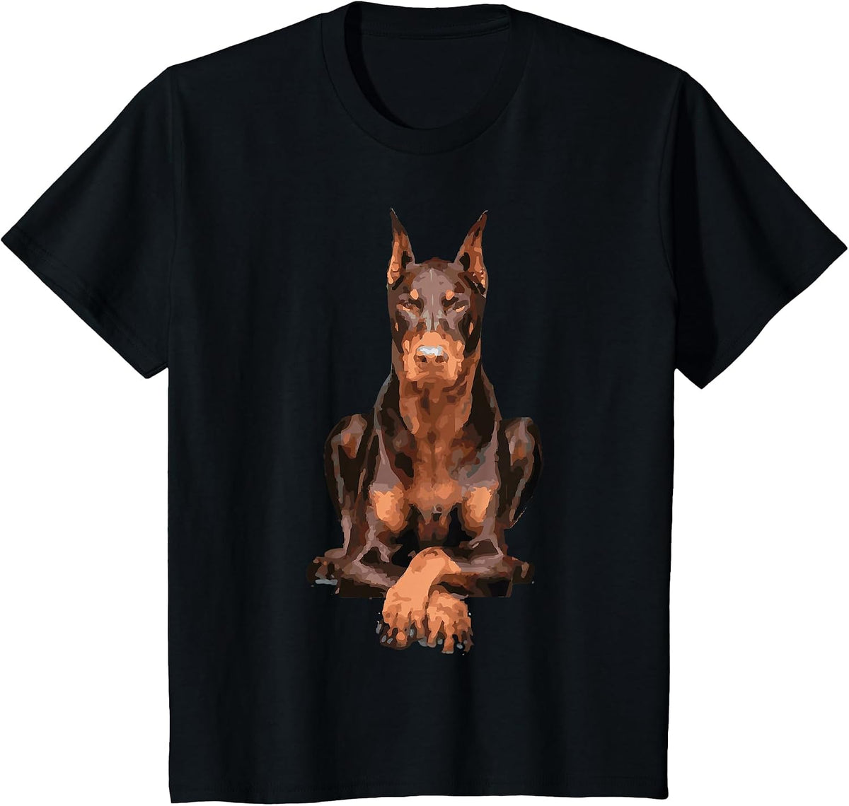 Watercolor Portrait Doberman Pinscher for Dog Owners T-Shirt - Black