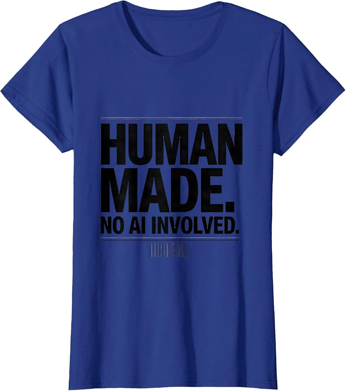 Women's Human Made No AI Involved Funny Tech Worker AI Skeptic T-Shirt - Royal Blue