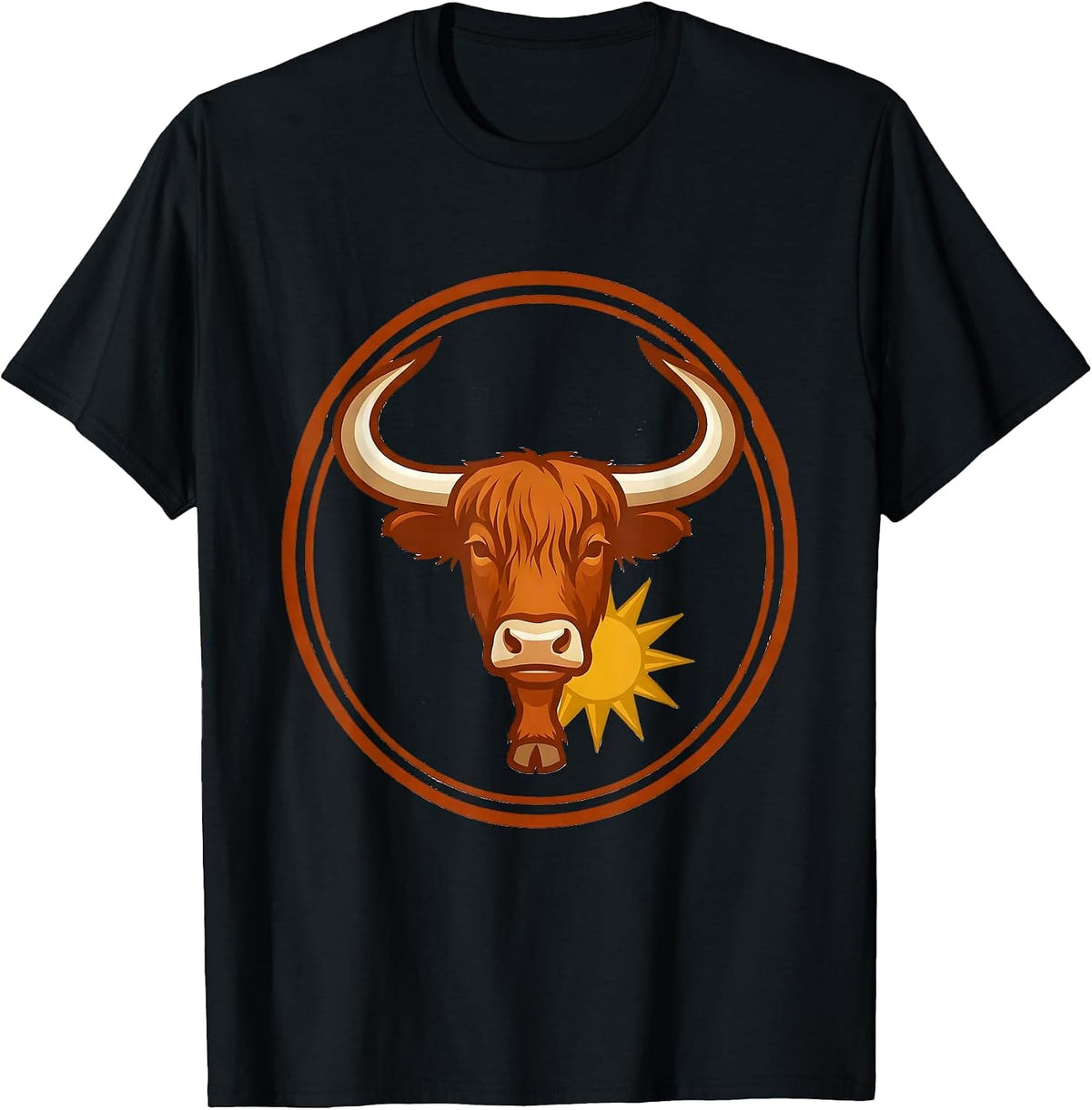 Men's Highland Cow Seal Editorial Conceptual Novelty Humor T-Shirt - Black