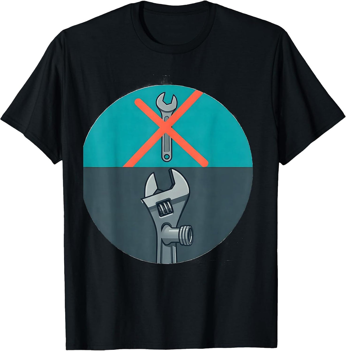 Men's Sealed Pipe Wrench Plumber Dad Trade Humor T-Shirt - Black