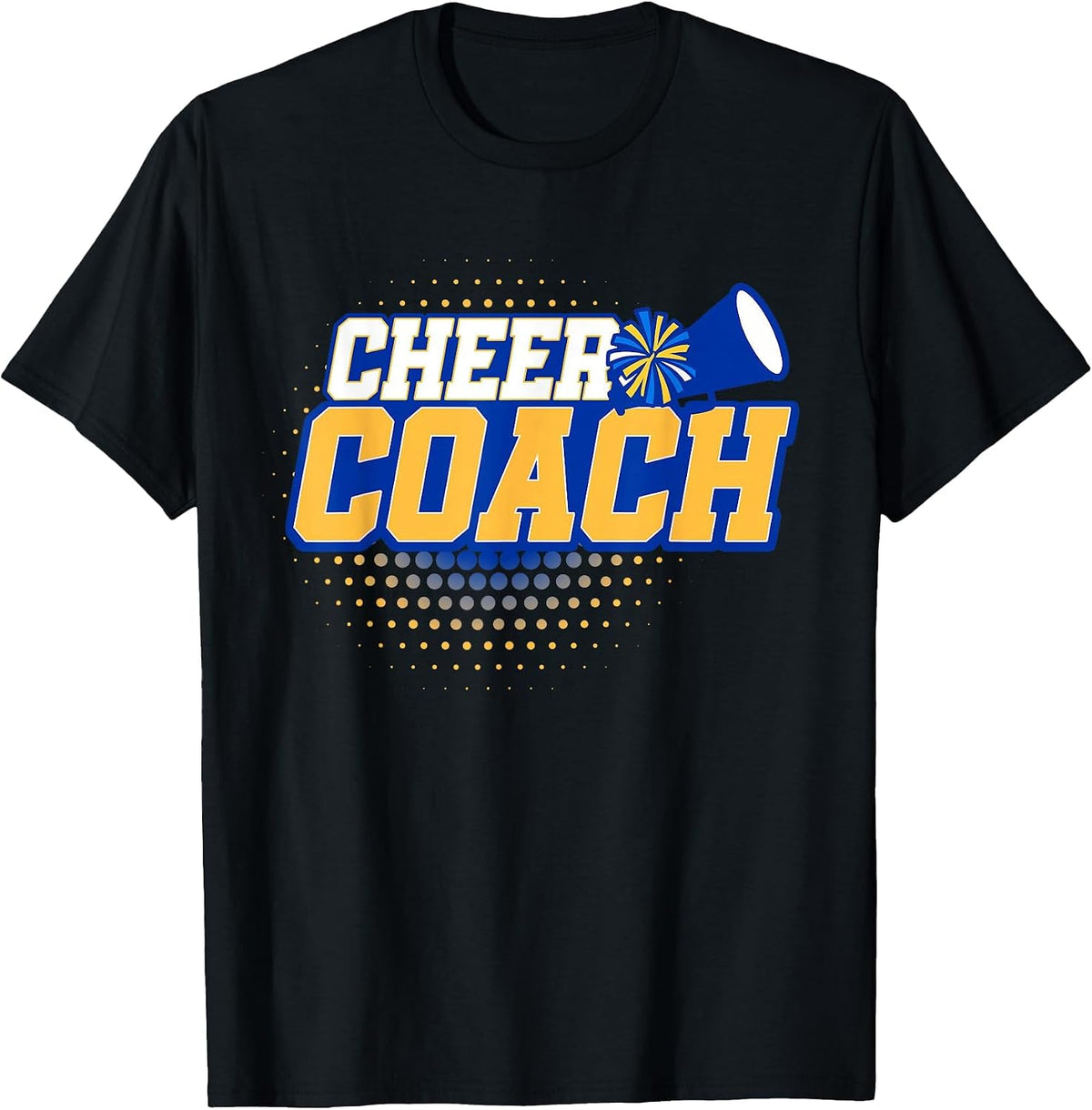 Football Cheer Coach Blue Gold Sport Team Cheerleader Squad T-Shirt - Black