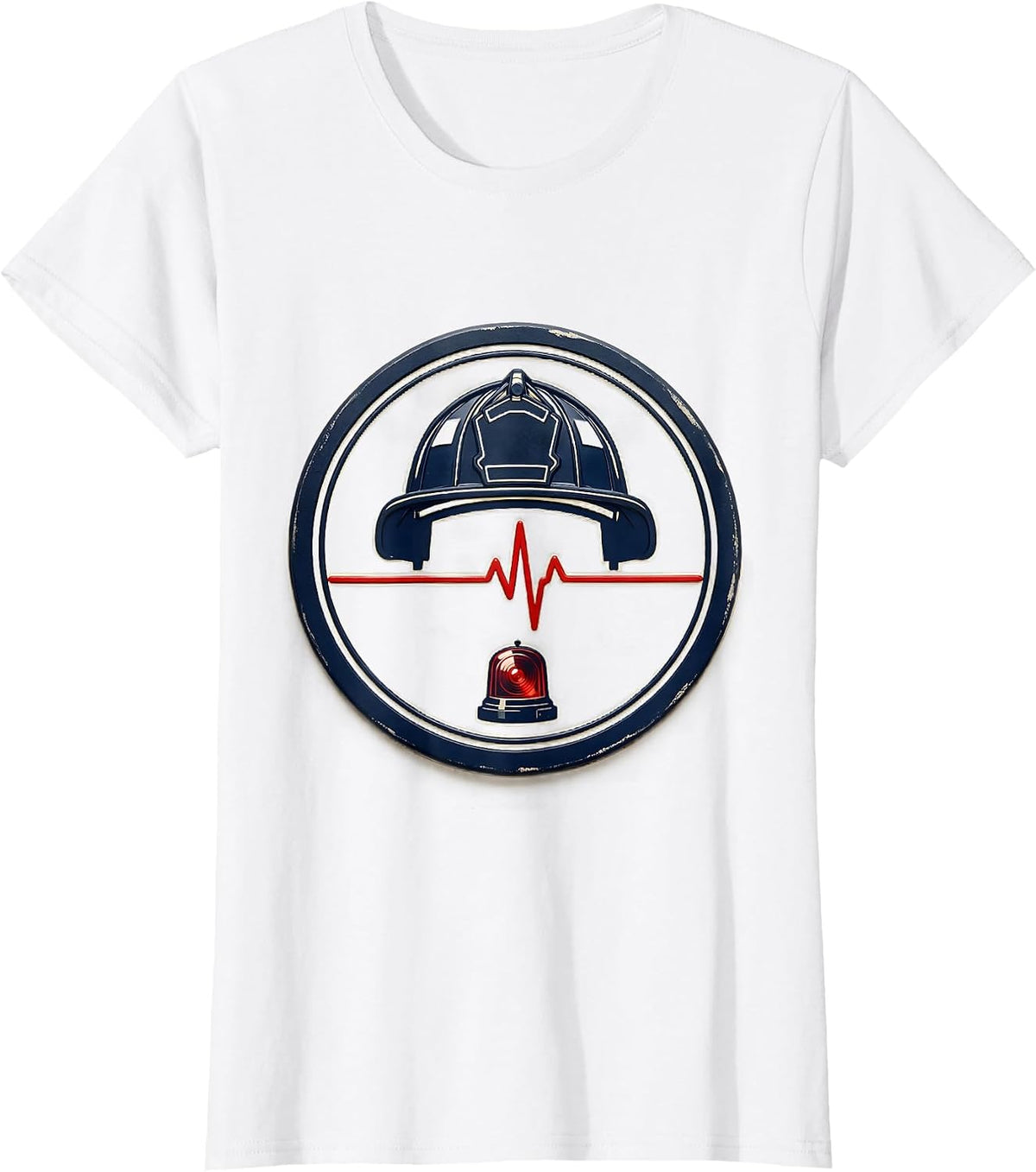 Women's Paramedic Badge ECG Pulse Line Humor EMS Worker T-Shirt - White