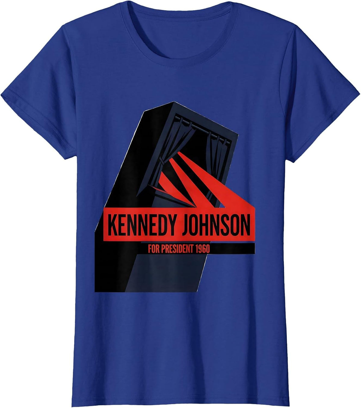 Women's Kennedy Johnson For President 1960 Retro Campaign Nostalgic T-Shirt - Royal Blue