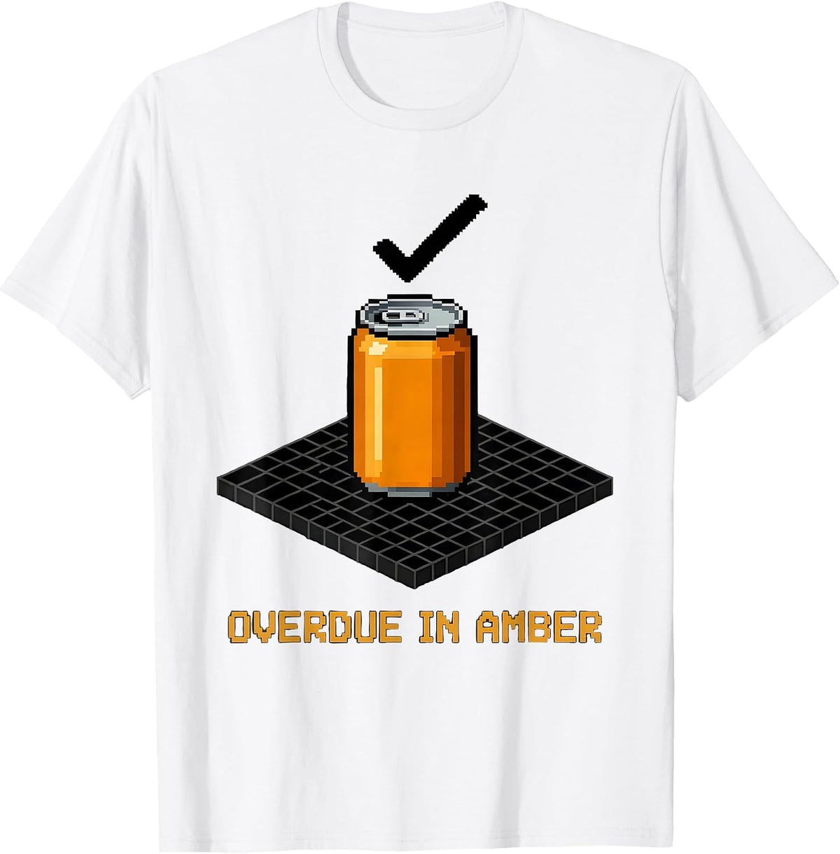 Men's Overdue In Amber Funny Pixel Art Beer Lover Labor Day T-Shirt - White
