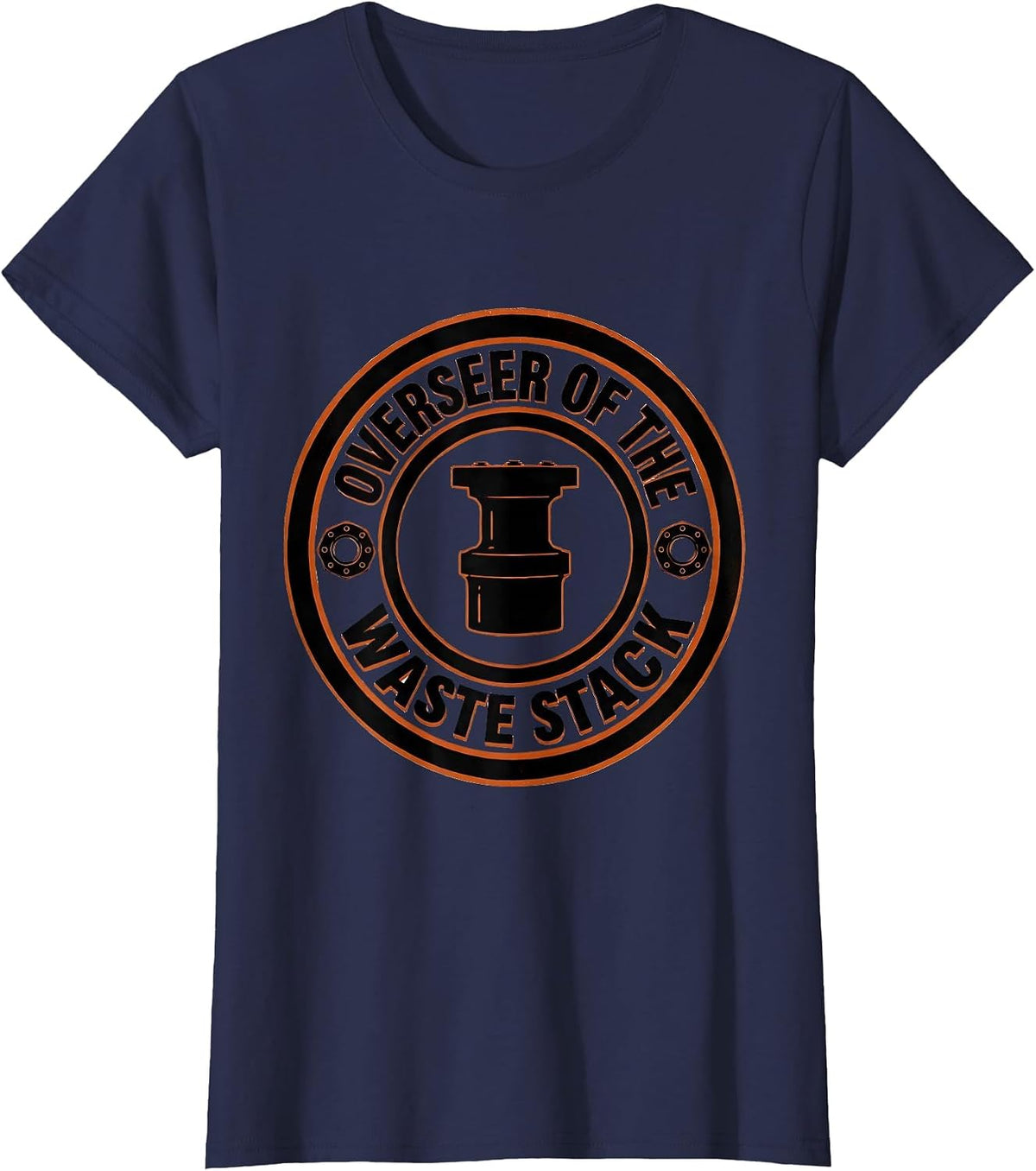 Women's Overseer of the Waste Stack Funny Plumber Pipefitter Dad T-Shirt - Navy Blue