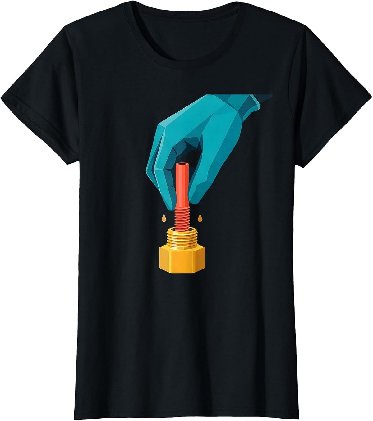 Women's Plumbing Pipe Joint Funny Plumber Pipefitter Humor T-Shirt - Black