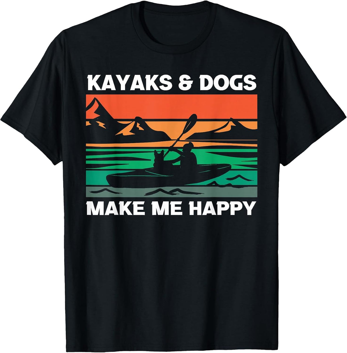 Kayak and Dogs T-Shirt - Black