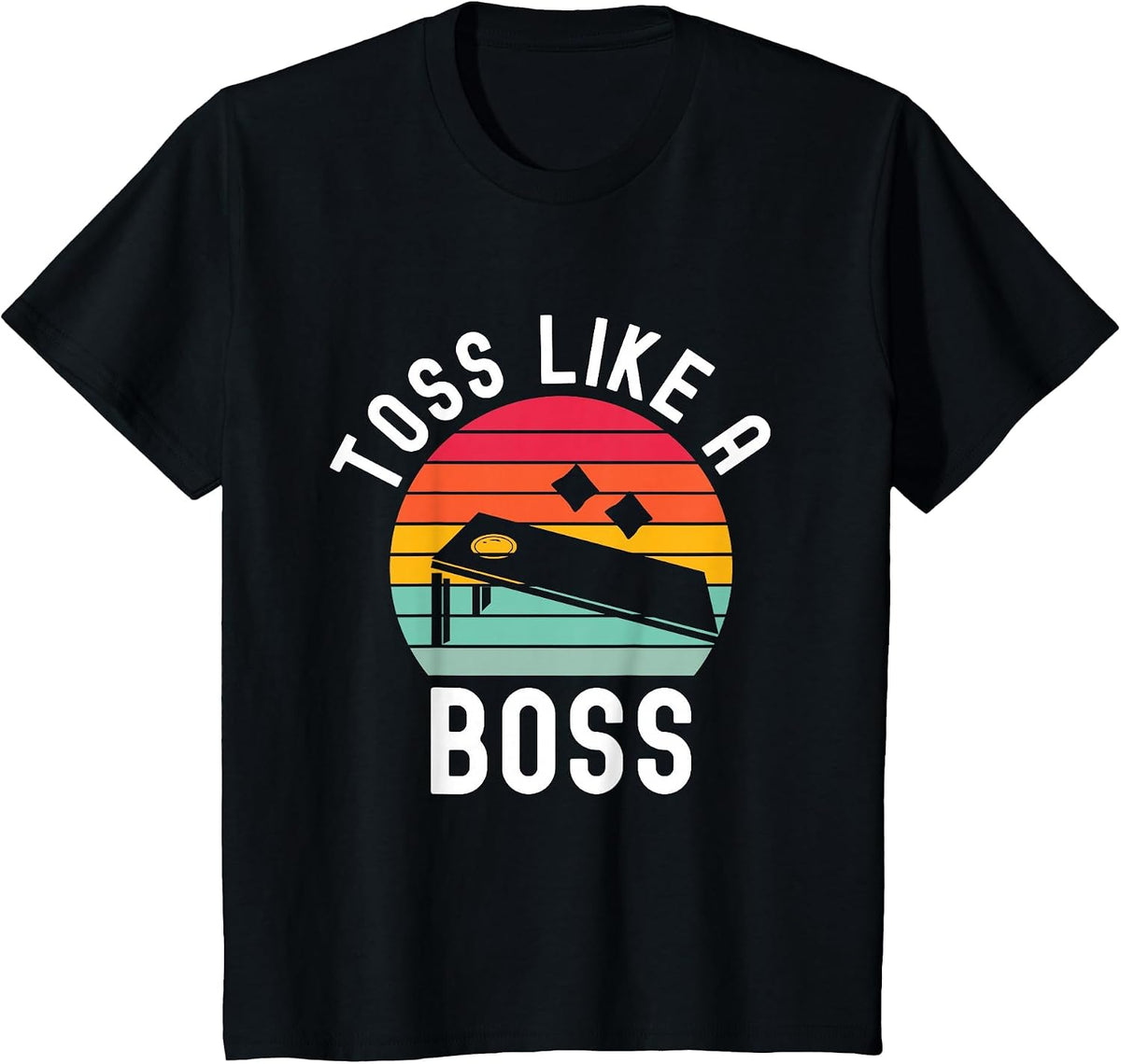 Toss Like A Boss Bean Bag Player Funny Cornhole T-Shirt - Black