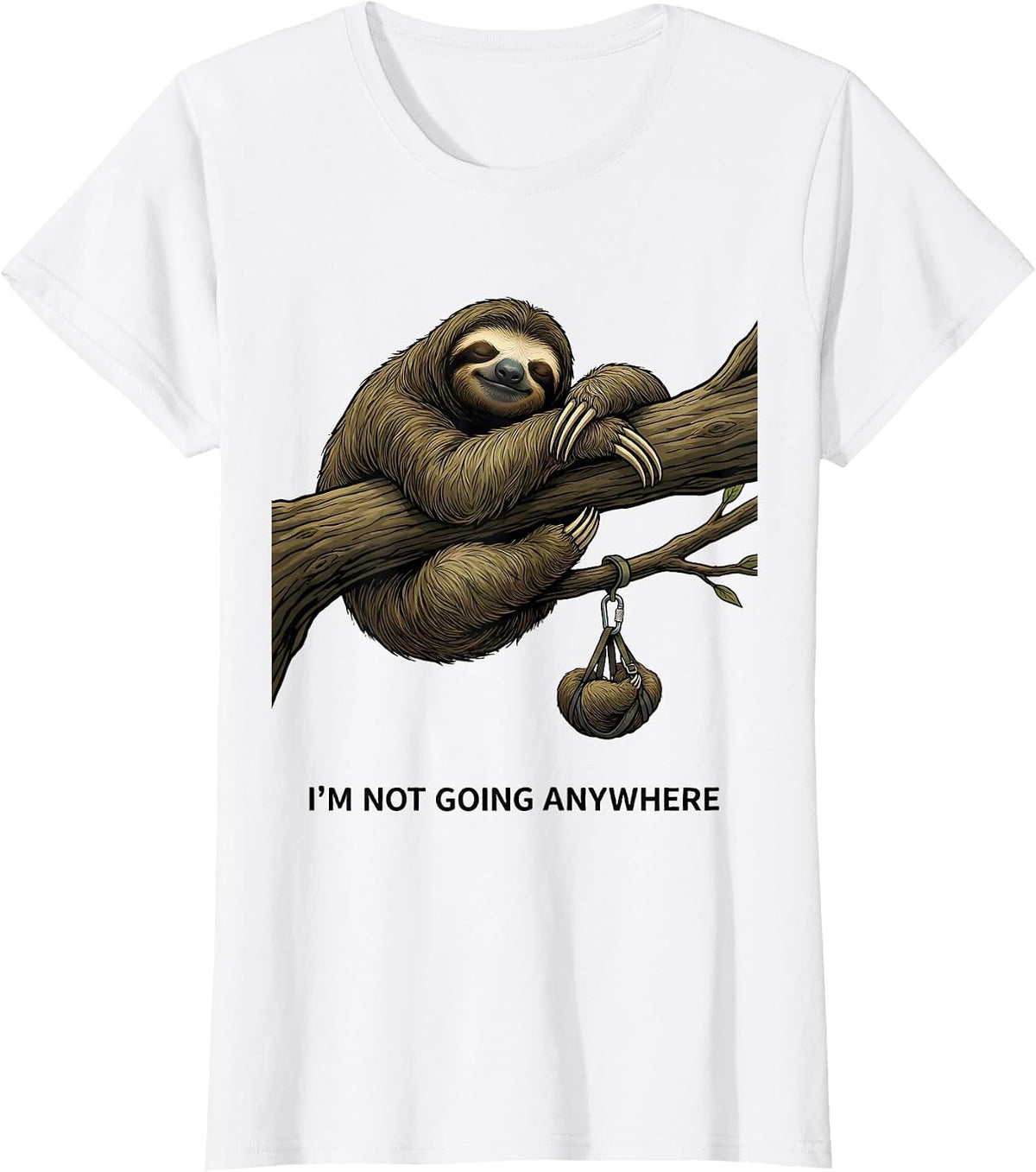 I'm Not Going Anywhere Funny Sloth Lover Lazy Humor Gift T-Shirt - White