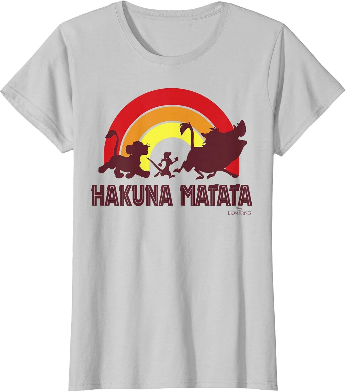 Disney The Lion King Sunset Hakuna Matata Line Up T-Shirt - Silver Grey