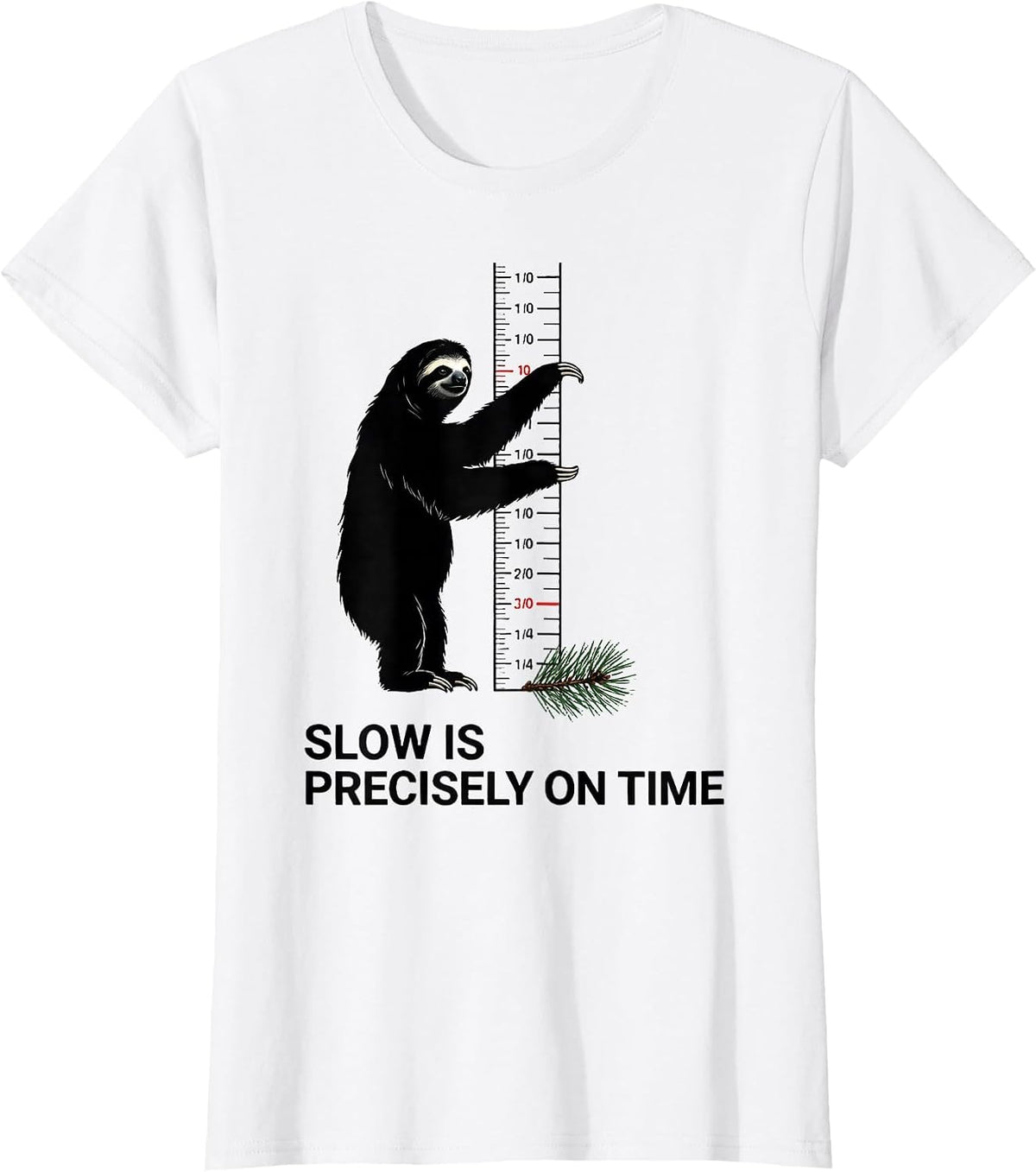 Slow Is Precisely On Time Funny Sloth Lover Ugly Christmas T-Shirt - White