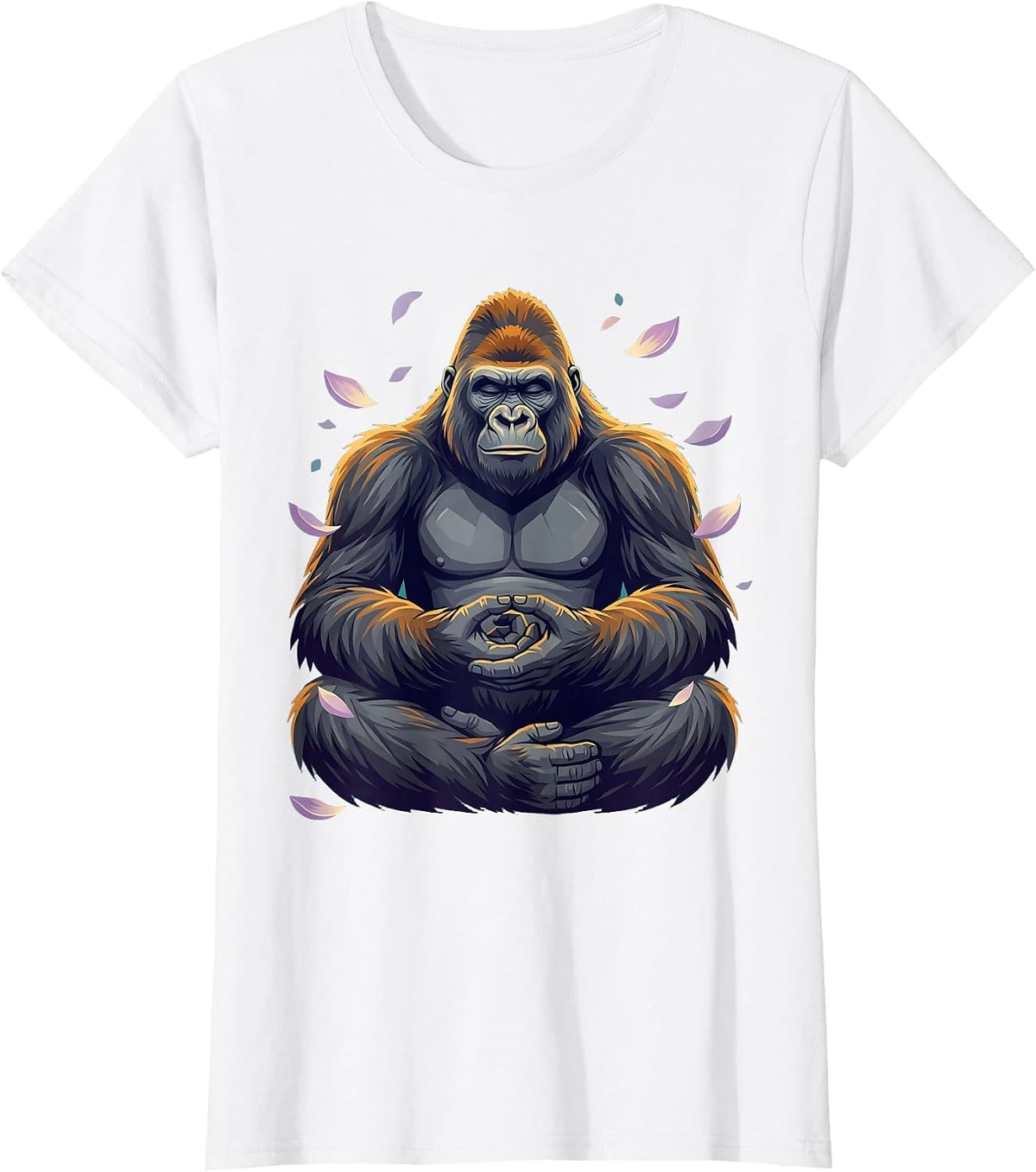 Meditating Gorilla Zen Monkey Graphic Design T-Shirt - White