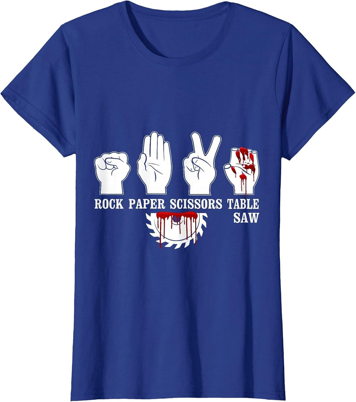 Rock Paper Scissor Table Saw Funny Carpentry Woodworking T-Shirt - Royal Blue