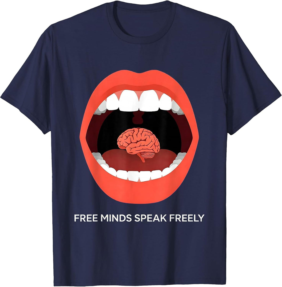 Men's Free Minds Speak Freely Freedom of Speech Design T-Shirt - Navy Blue