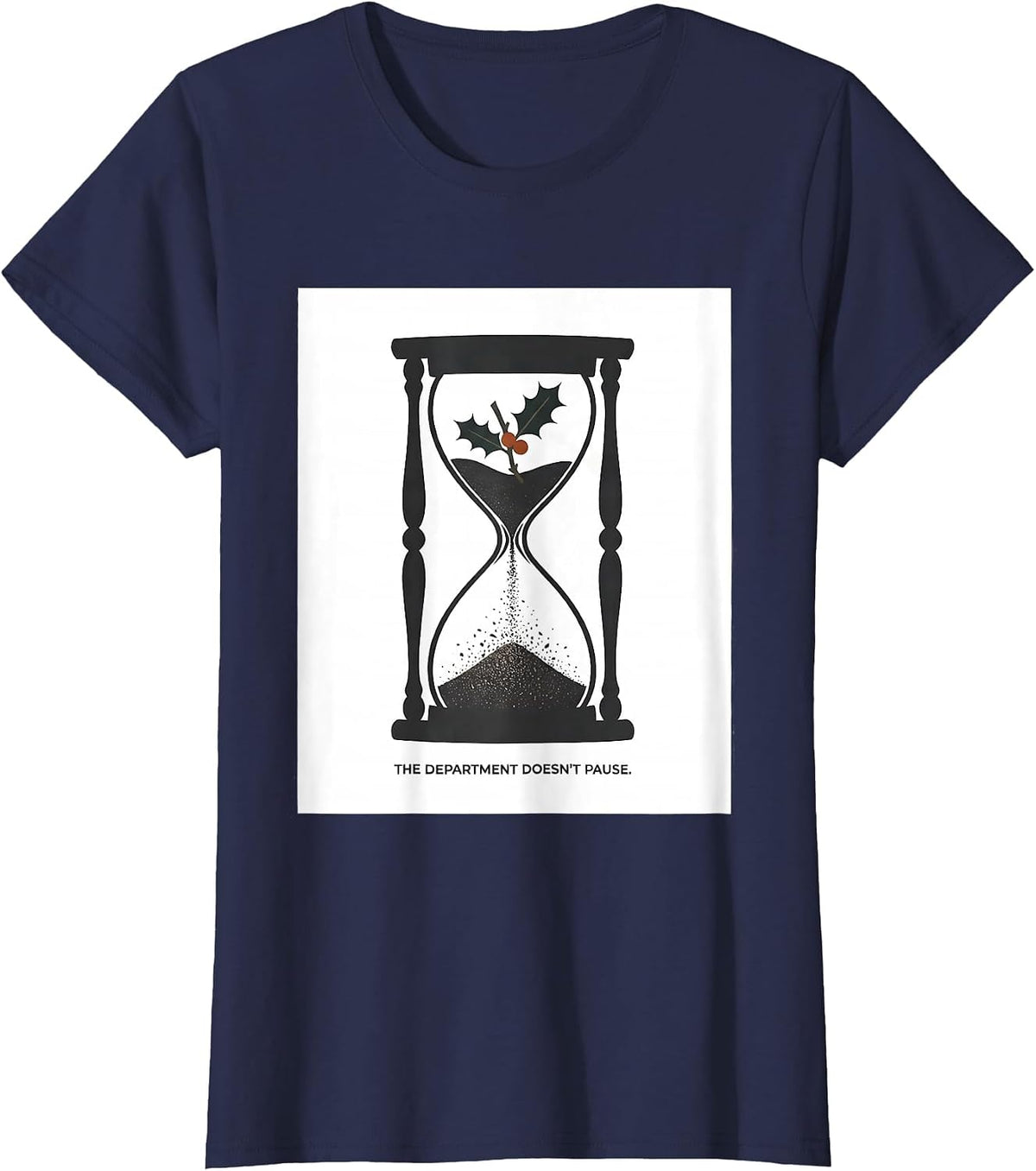 Women's The Department Doesn't Pause Radiology Tech Christmas T-Shirt - Navy Blue