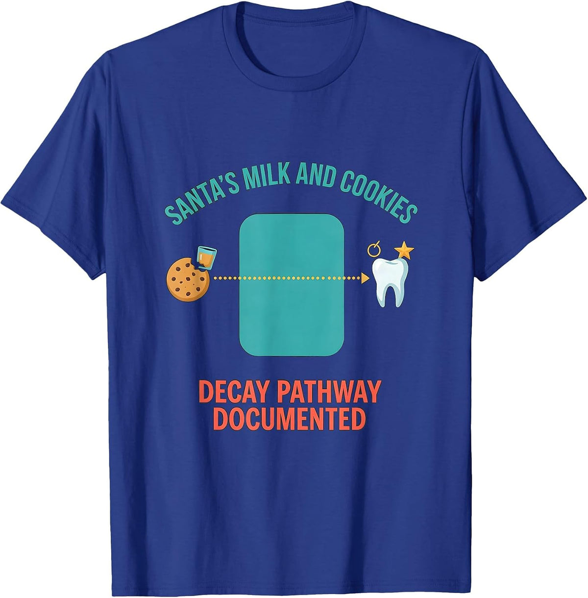 Santa's Milk and Cookies: Decay Pathway Documented Dentist T-Shirt - Royal Blue