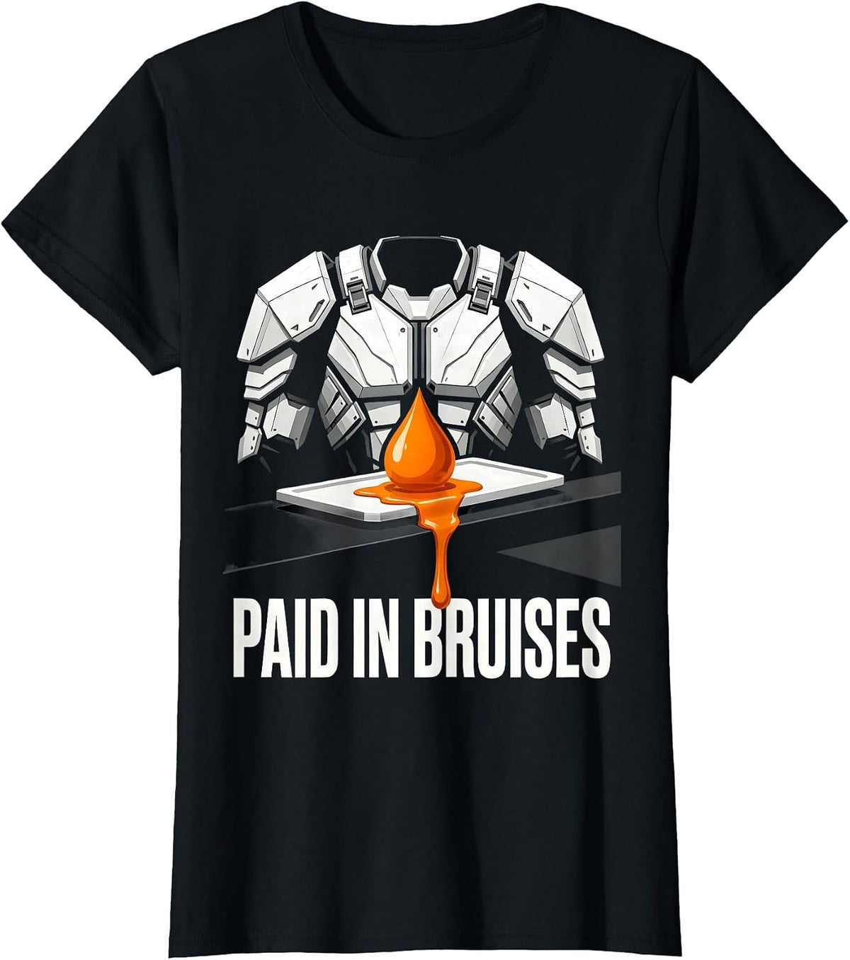 Women's Paid In Bruises Brutalist Football Lineman Offensive Line T-Shirt - Black