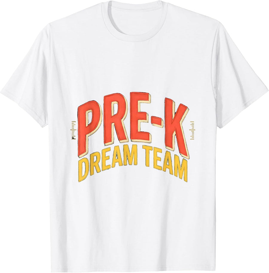 Men's Pre-K Dream Team Cheerful Preschool Teacher First Day T-Shirt - White