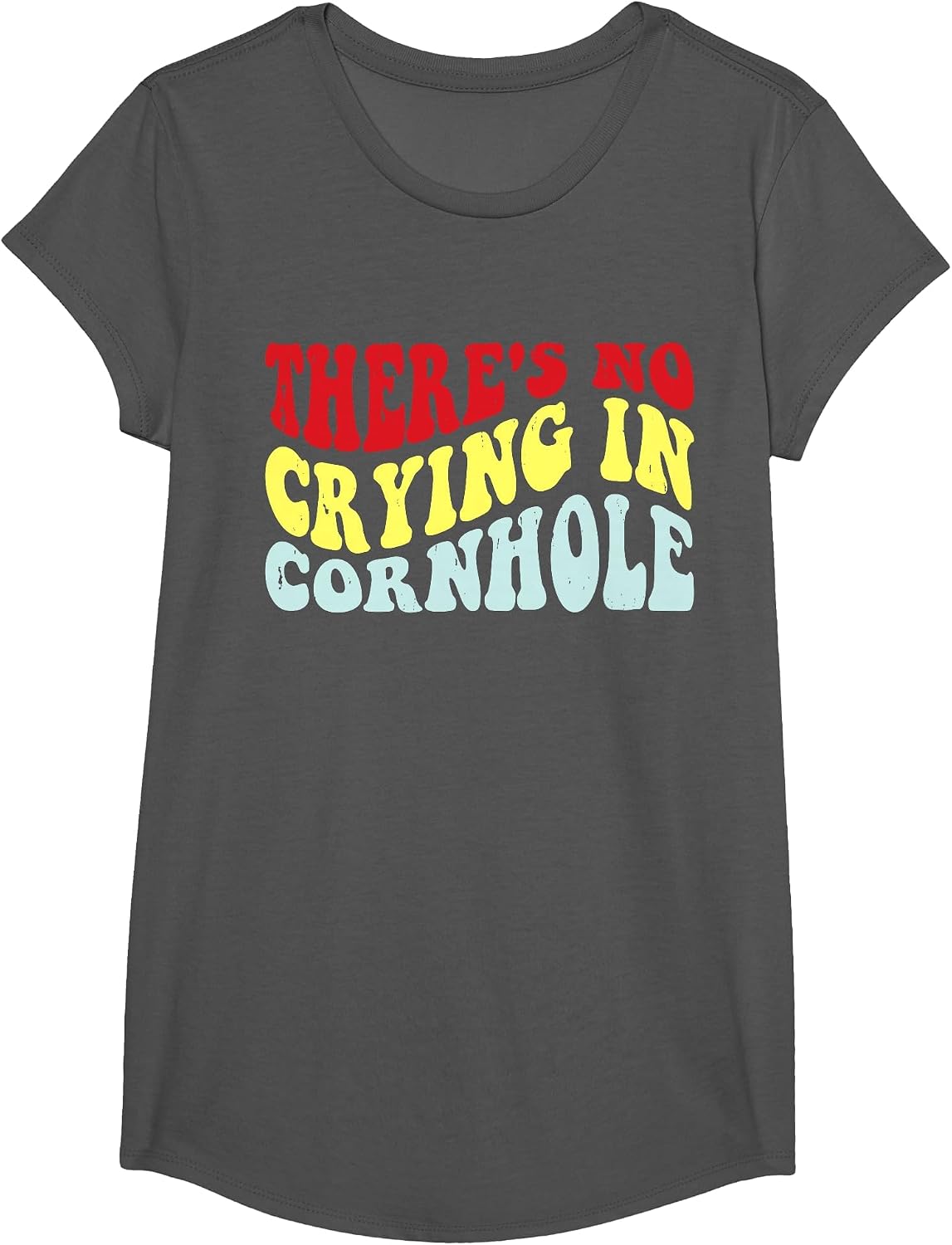 There is No Crying in Cornhole T-Shirt - Girls Asphalt Grey