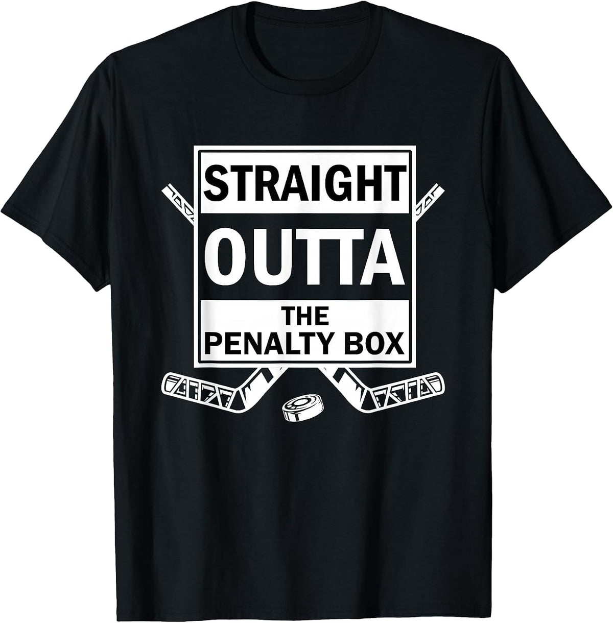 Ice Hockey Player Straight Outta The Penalty Box T-Shirt - Black