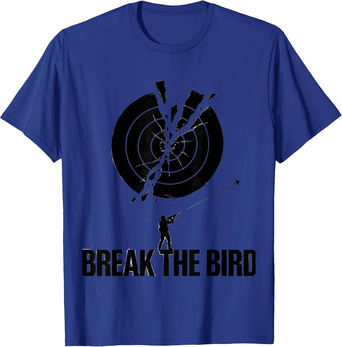 Men's Break The Bird Silhouette Skeet Trap Shooting Patriotic T-Shirt - Royal Blue