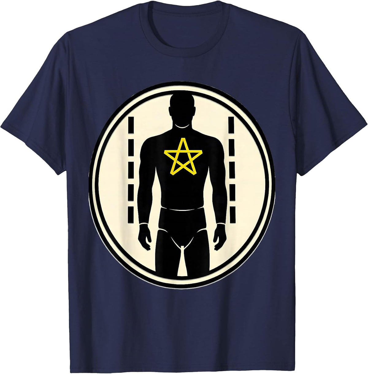 Men's Sealed EMT Stencil Badge Deadpan Paramedic Humor T-Shirt - Navy Blue