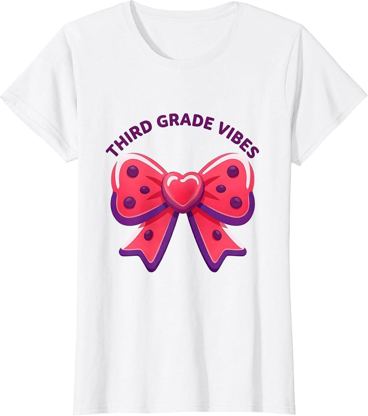 Third Grade Vibes Gummy Bow Back To School Girl Teacher T-Shirt - White