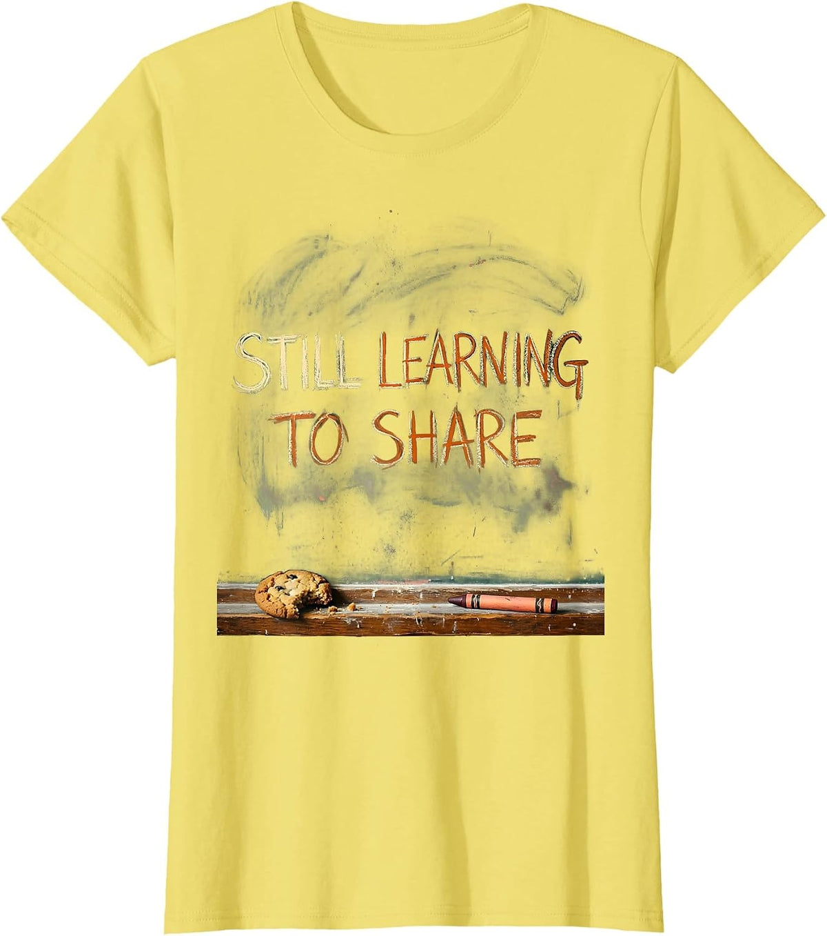 Still Learning To Share Kindergarten Design T-Shirt - Lemon Yellow