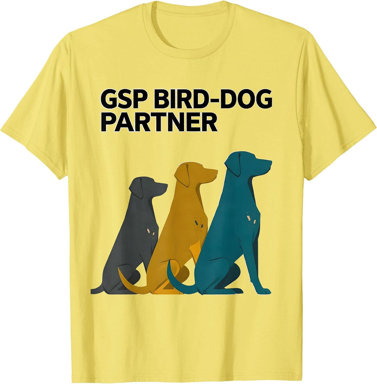 Men's GSP Bird-Dog Partner Midcentury Modern German Shorthaired T-Shirt - Lemon Yellow