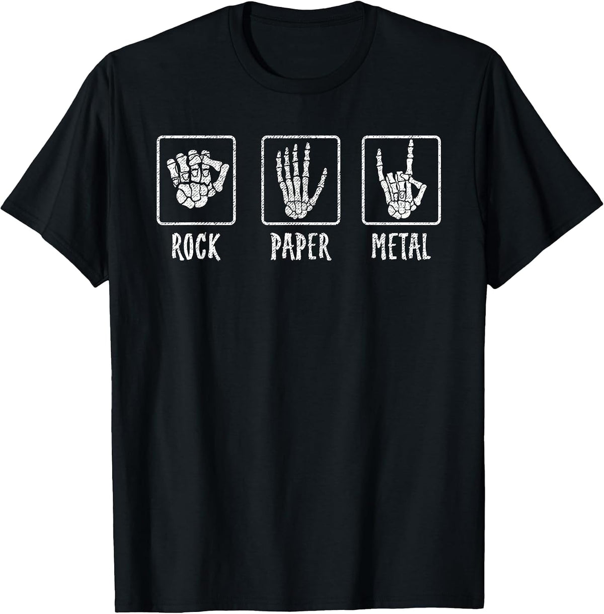 Heavy Metal Fan - Guitar and Skull Graphic T-Shirt - Black