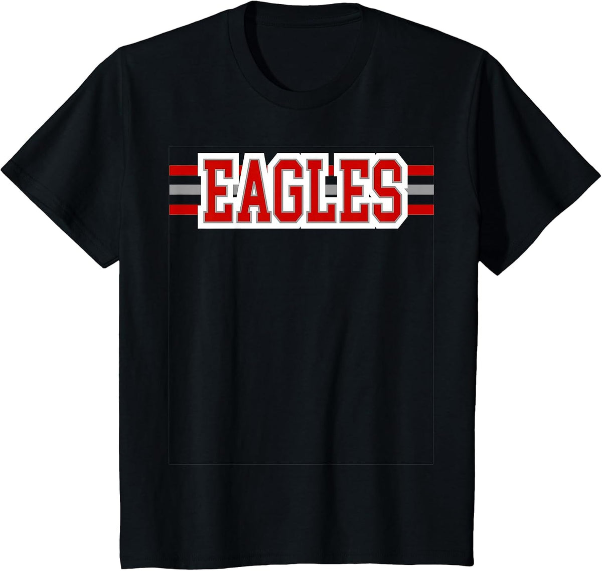 Eagles Red White School Spirit T-Shirt - Black
