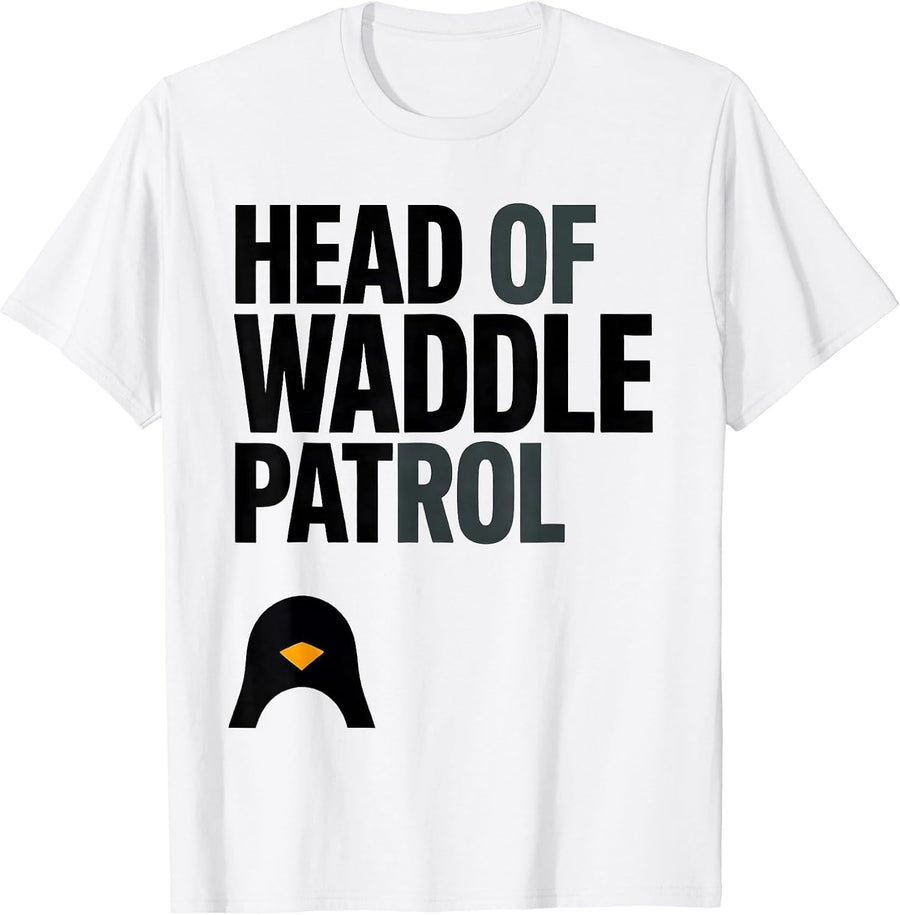 Men's Head Of Waddle Patrol Funny Penguin Animal Lover Costume T-Shirt - White