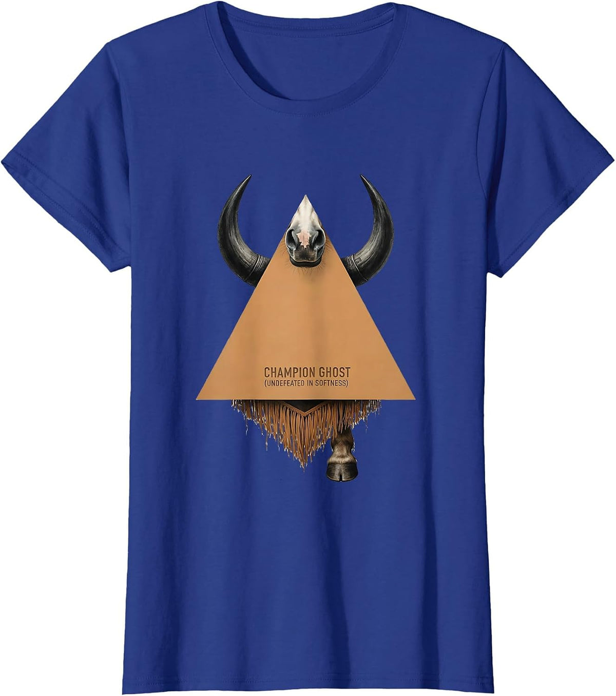 Women's Champion Ghost Undefeated in Softness Highland Cow T-Shirt - Royal Blue