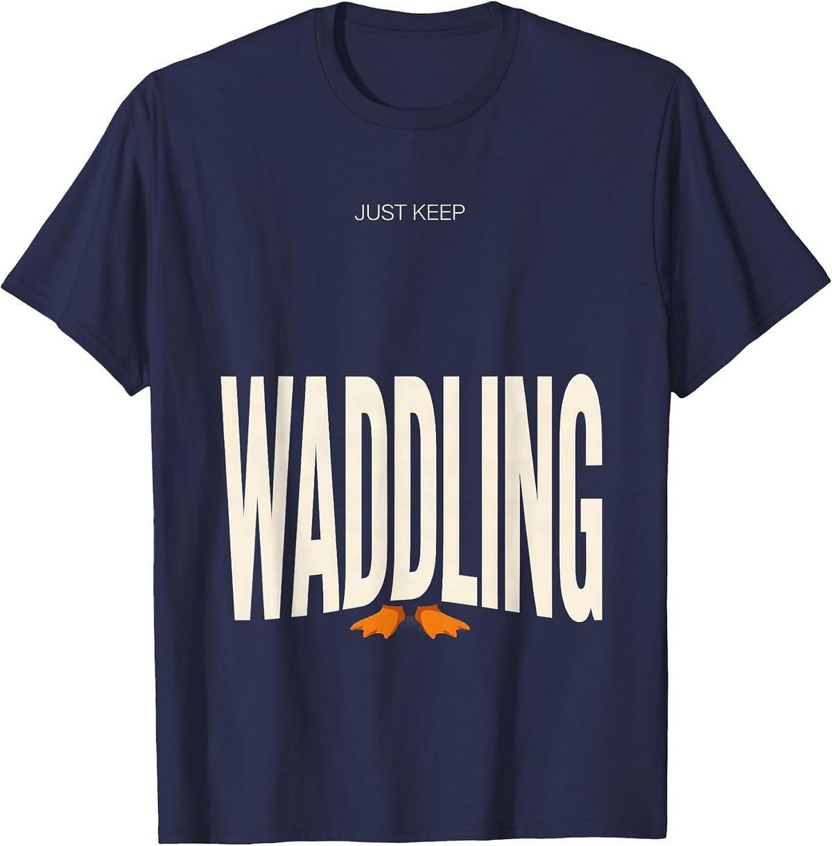 Men's Just Keep Waddling Penguin Graphic Design T-Shirt - Navy Blue