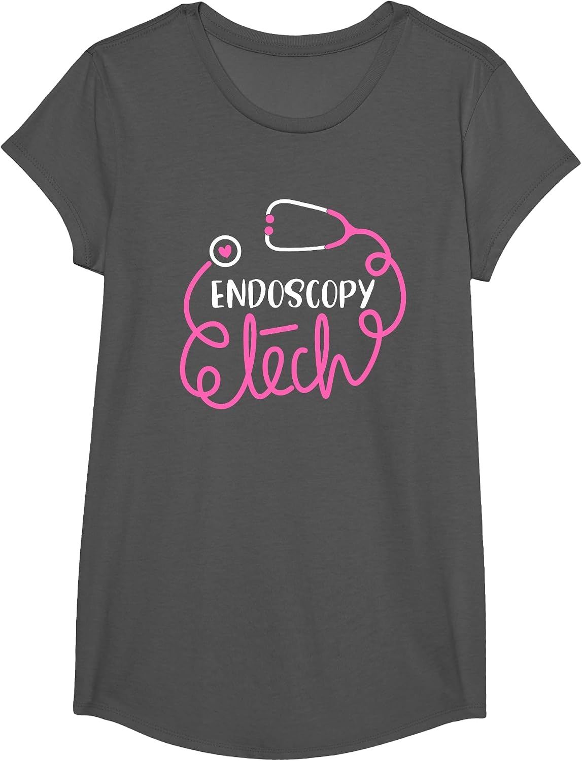Endoscopy Tech - Endoscopy Technicians GI Technologists Crew T-Shirt - Girls Asphalt Grey
