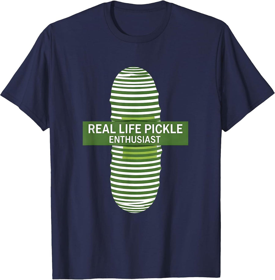 Real Life Pickle Enthusiast Funny Foodie Design T-Shirt - Navy Blue