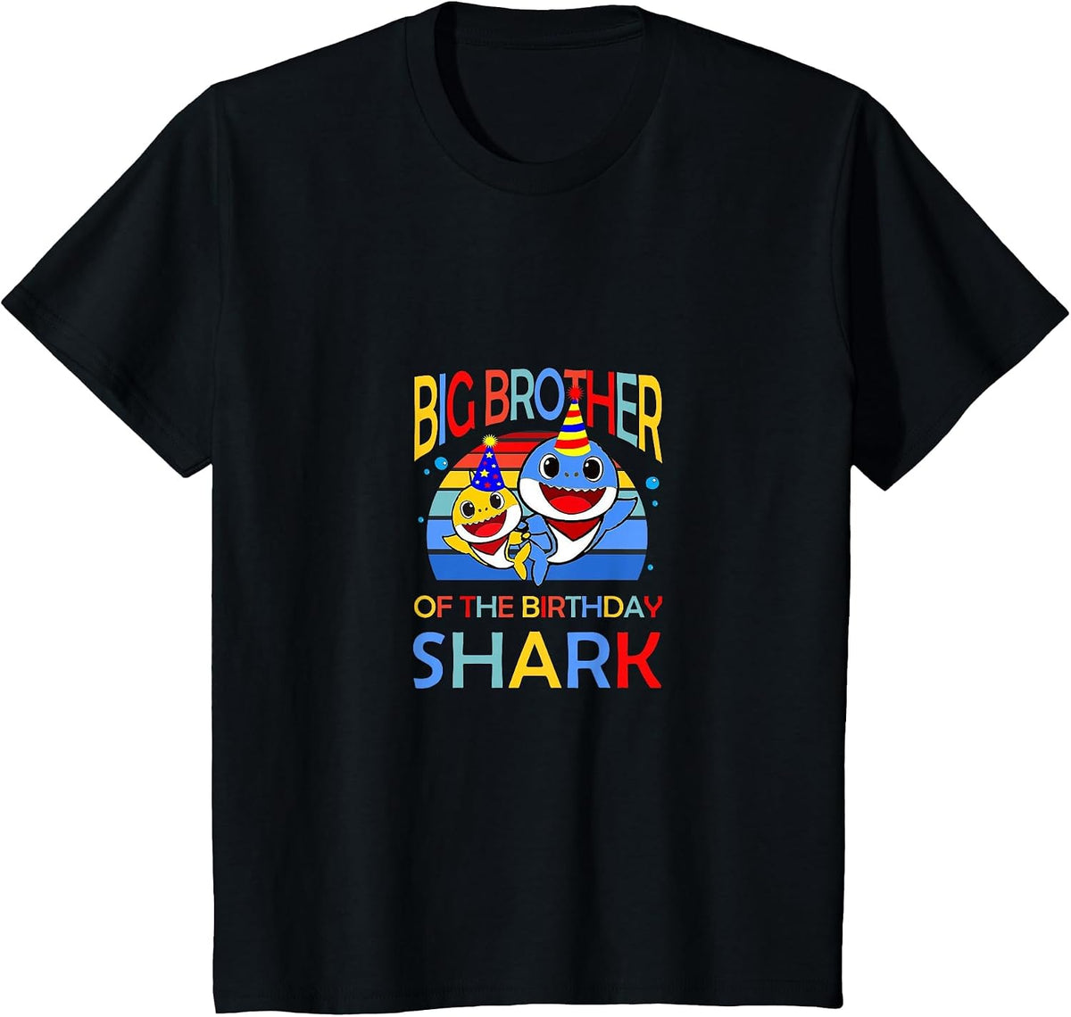Big Brother of The Birthday Shark Bro Matching Family T-Shirt - Black