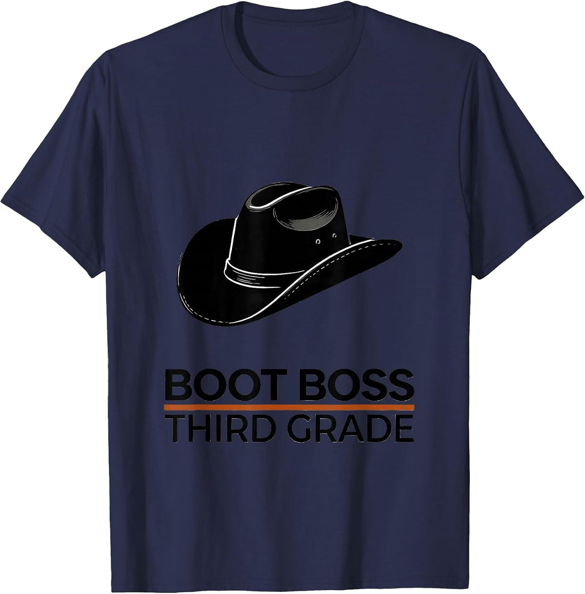 Men's Boot Boss Third Grade Western Teacher Back To School T-Shirt - Navy Blue